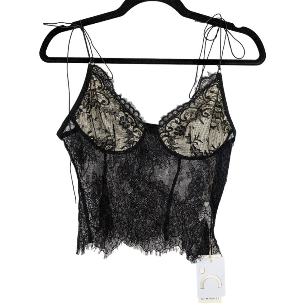 Black Lace Crop Lingerie Top Size M